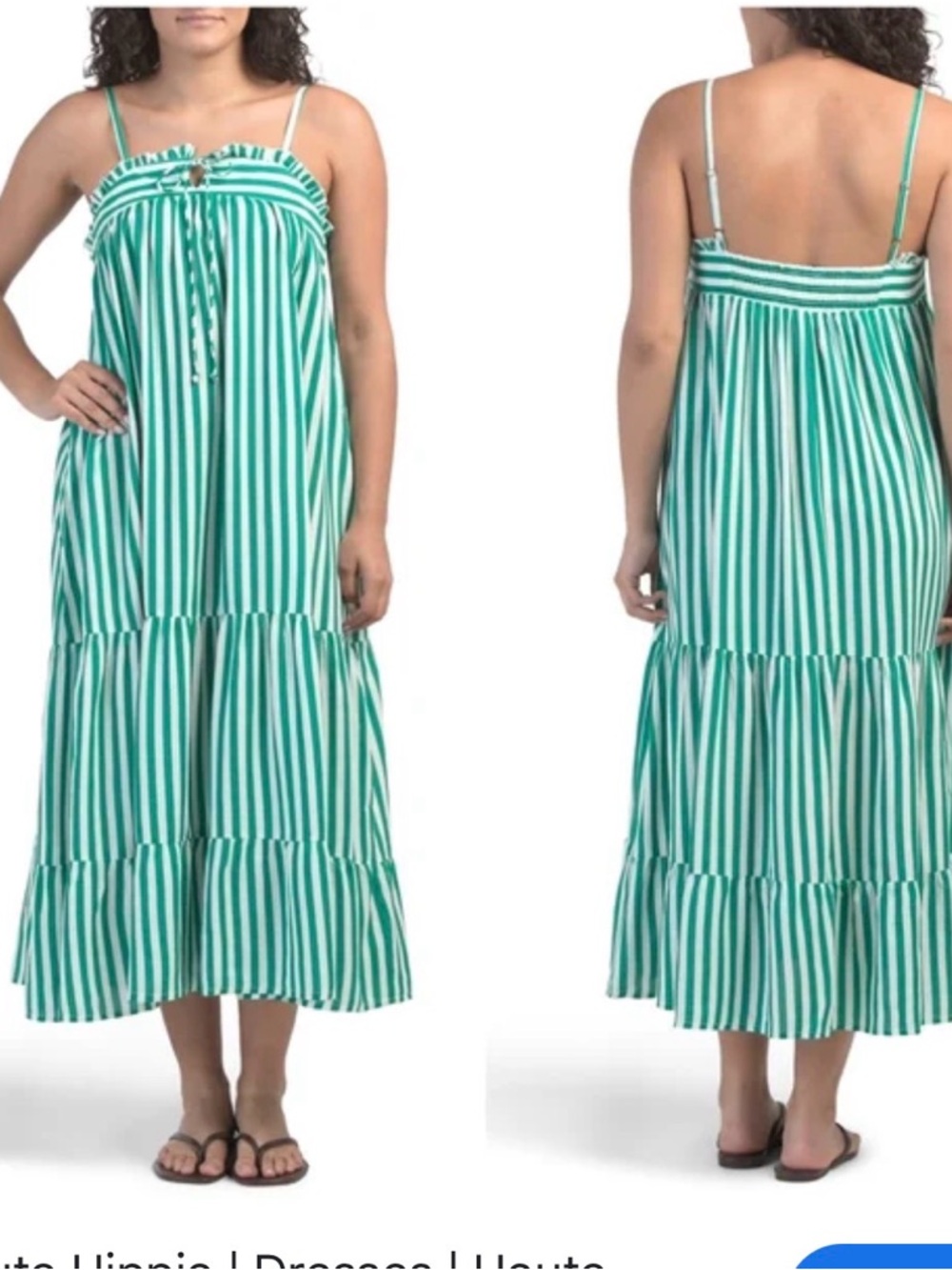 Haute Hippie Green and White Striped Maxi Dress